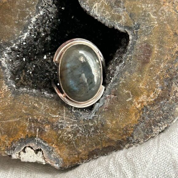 Labradorite .925 Sterling Silver Ring 5.5 - Picture 8 of 10